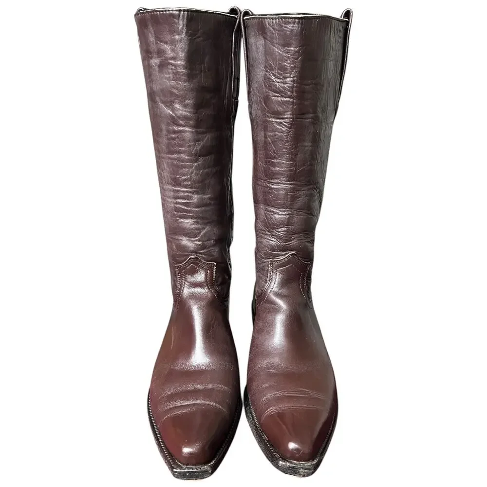 Vintage 70s Frye Brown Leather Tall Riding Boots Made in USA Men’s 7D